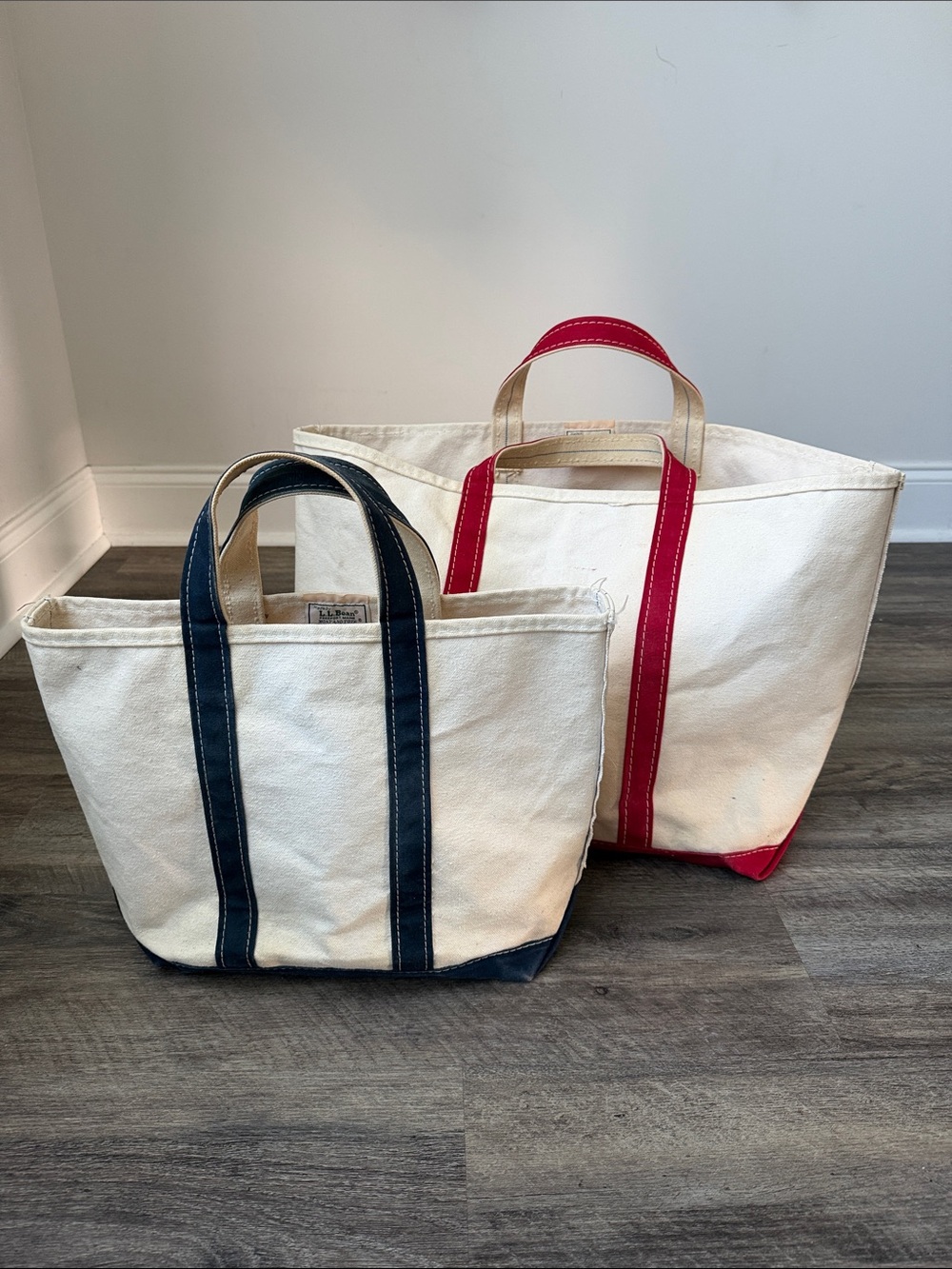 Vintage L.L.Bean Boat & Tote Set | Red + Navy Canvas